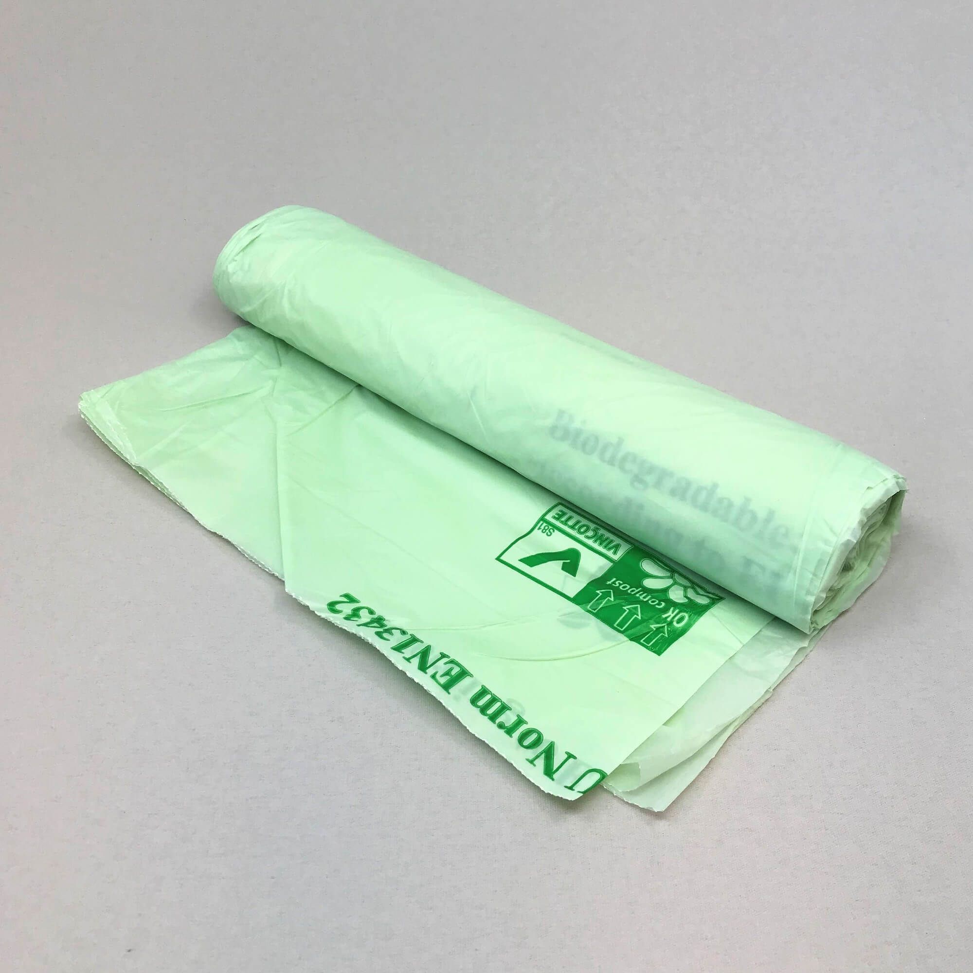 Biodegradable trash bag 140l, 870x1320mm, 18µm, transp, 10pcs/roll