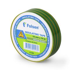 Insulating tape 15mmx10m, 120µm, yellow/green, PVC