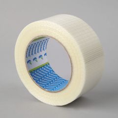 Filament tape cross-weaved 50mmx50m, white, PP/fiberglass