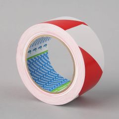 Warning tape 50mmx33m, white/red, PVC