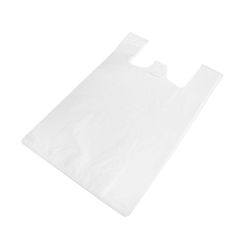 White plastic T-shirt bag  MD,300+160x550mm, 50µm, 25pcs/pack