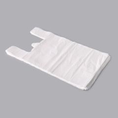 White plastic T-shirt bag 400+160x700mm, 20µm, HDPE, 100pcs/pack