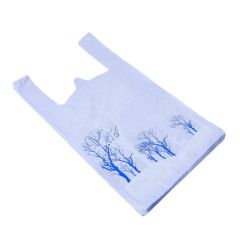 Winter print T-shirt bag 360+160x640mm, 50µm, violet HDPE, 50pcs/pack