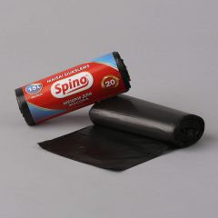 Пакеты для мусора Spino 400x500мм 15л, 8µm черные HDPE, 20шт/рулон