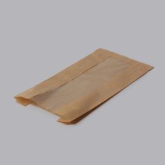 Brown waxed paper bakery bag with window 160+75x280mm, 1000pcs/box