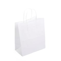 White paper bag with twist handle 250+110x320mm, 10pcs/pack