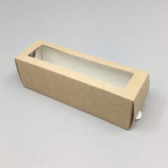 Paper box with window for 6 macarons 180х55х55mm, brown, 50pcs/pack