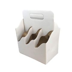 Cardboard box with handle for 6 bottle 0.33l white