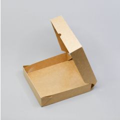 Коробка картонная с крышкой и окном из ПП 200х200х40мм, коричневая, в упаковке 25 шт.