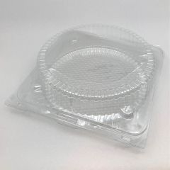 With lid clear round bar cake container 250x80mm, PET, 150pcs/box