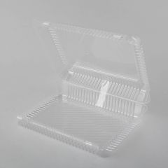 With lid clear square cake container 298x212x98mm, PET, 200pcs/box
