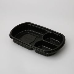 Пластиковые черные контейнеры M8020, 3 деления 235x145x35мм РР, 100шт/упак