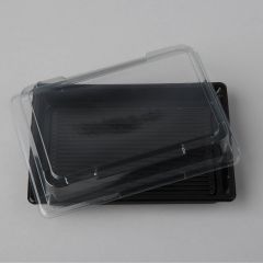 Пластиковые черные контейнеры для суши с крышкой, 170х90х17мм, PET, 600сет/упак.