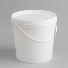 White plastic bucket with handle and lid 2l, PP, 145set/box