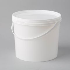 White plastic bucket with handle and lid 5l, PP, 50set/pack