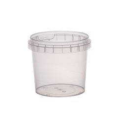 Transparent round plastic deli container with lid 365ml,Ø95, PP, box 415tk