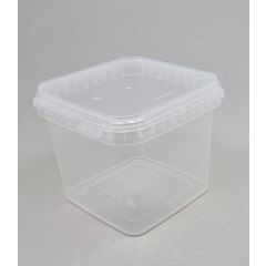 Transparent plastic bucket with handle and lid 1,15l, PP, 190set/box