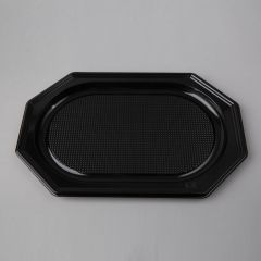 Black low octagonal tray 450x300x25mm, PET, 10pcs/pack