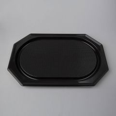 Black low octagonal tray 550x360x30mm, PET, 10pcs/pack