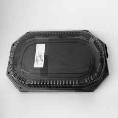 Clear lid for octagonal tray 430x280mm, H44mm, rPET, 100pcs/box