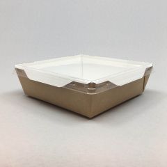 Kandiline kartongkarp PET kaanega 900ml, 150x150x50mm pruun-valge, pakis 50kmpl