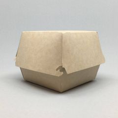 Brown paper burger box XL, white inside 130x130x110mm, 50pcs/pack