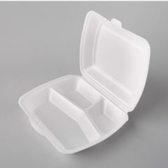 Gray foam 3-comp. lunch box HP4, 230x195x72mm, XPS, 100pcs/pack