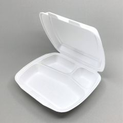 Gray foam 3-comp. lunch box HP4, 230x195x75mm, XPS, 50pcs/pack