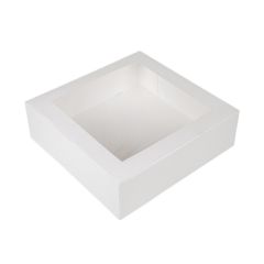 Cake box, white, nano-micro cardboard, with window, 50 pcs