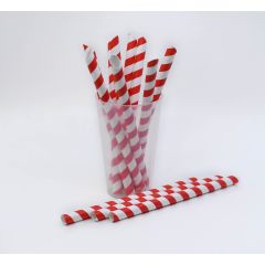 Boba трубочки, бумажные, красный/белый,210мм Ø12мм,200шт