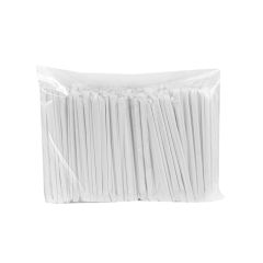 Biodegradable white paper straw individually packed in paper 205x6mm, 500pcs/pack