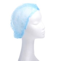Hair net cap with elastic band blue, latex free PP, 100pcs/pack