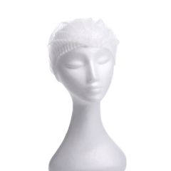 Hair net cap with band 52cm, white, PP, 100pcs