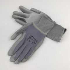 Gray nailon work gloves PU palm coated nr 8, 12pairs/pack