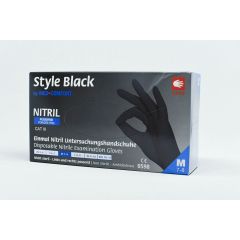 Nitrile gloves powder free black, size M, pack of 100