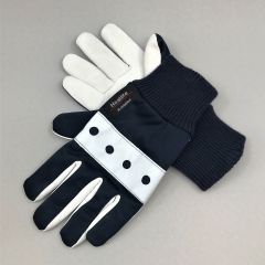 With reflector goat leather work gloves nr 8, white/blue
