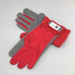Кожаные перчатки с застёжкой, размер 11, красный/серый