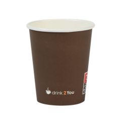 Brown paper hot cup "Drink 2 you" 250ml, 50pcs/pack