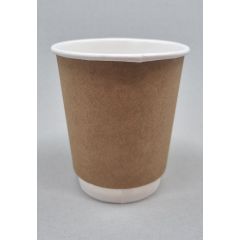 Double wall brown paper hot cup 250ml, ø 80mm, 25pcs/pack
