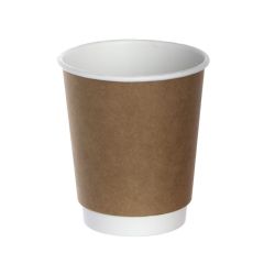 Double wall brown paper hot cup 250ml, ø 80mm, 25pcs/pack