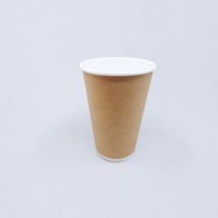 Double wall brown paper hot cup 450ml, ø 90mm, 20pcs/pack