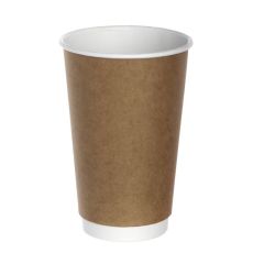 Double wall brown paper hot cup 450ml, ø 90mm, 20pcs/pack