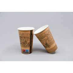 Brown print paper coffee cup for vending machine 250ml, ø 73mm, 50pcs/pack