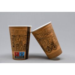 Brown print paper coffee cup for vending machine 350ml, ø 80mm, 50pcs/pack