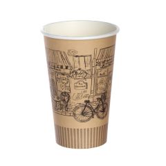 Brown print paper coffee cup for vending machine 350ml, ø 80mm, 50pcs/pack