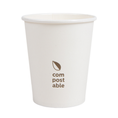 Kohvitops 240ml, komposteeritav, valge 50tk