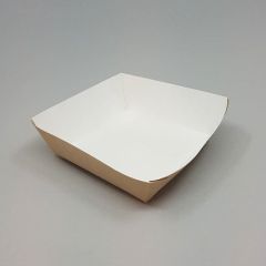 Cardboard food tray 139x42mm brown-white, 100pcs/pack
