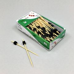 Black cube bamboo snack picks 90mm, 100pcs/pack