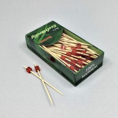 Red cube bamboo snack picks 90mm, 100pcs/pack