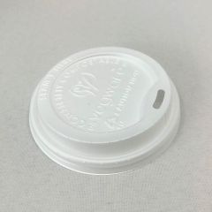 Biodegradable white lid for ø90mm hot cup, CPLA, 50pcs/pack